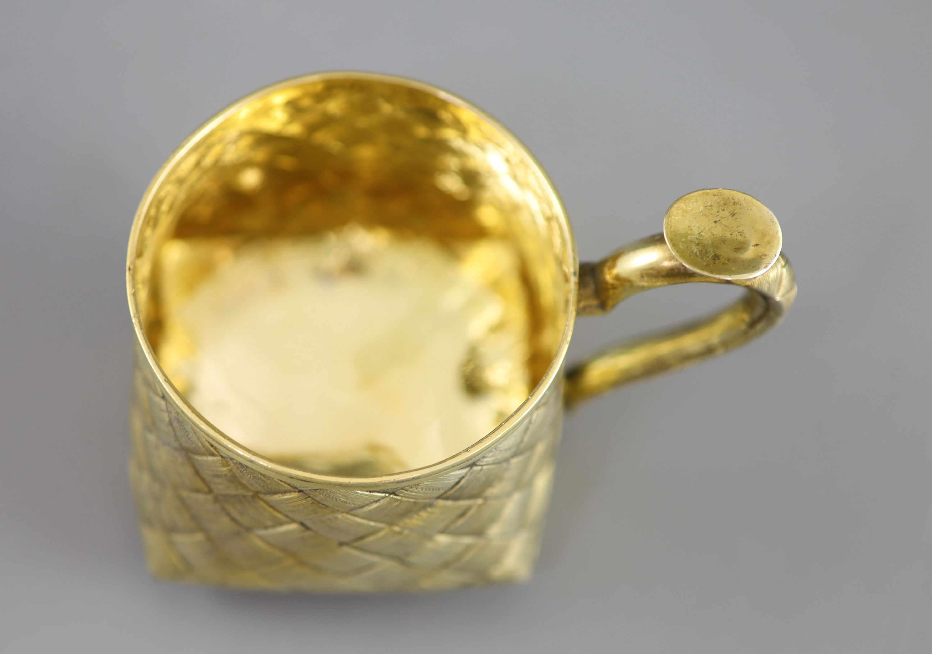 A late 19th century Russian 84 zolotnik silver gilt cup